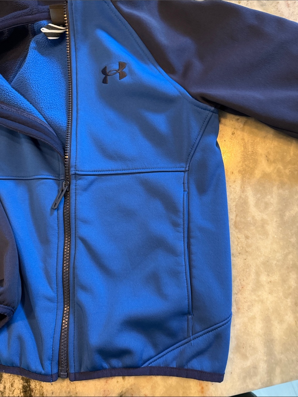 Under Armour Blue and Navy Hooded Zip Jacket for Kids - Picture 4 of 7